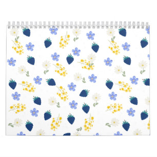 Bloemenpatroon met wilde bloemen en braamstruiken kalender