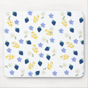 Bloemenpatroon met wilde bloemen en braamstruiken muismat
