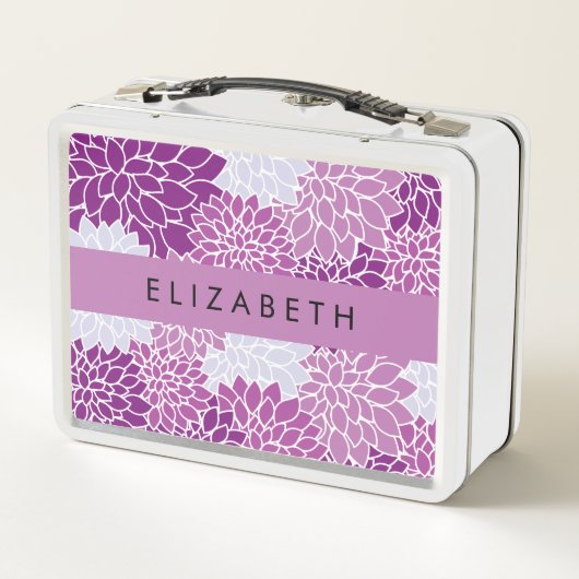 Bloemenpatroon, Paarse dahlia, Jouw naam (Achterkant)