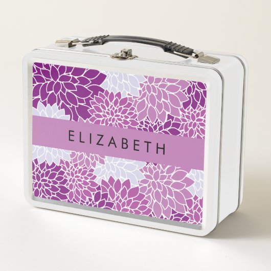 Bloemenpatroon, Paarse dahlia, Jouw naam (Voorkant)