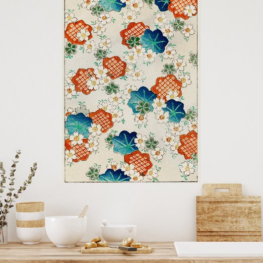 Bloemenpatroon van Shin Bijutsukai Poster (Keuken)