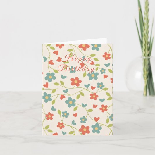 Bloemenpatroon Verjaardag Kaart (Voorkant)