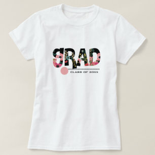Bloemenpatroontekst Aangepast Afstuderen T-shirt