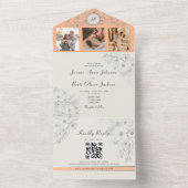  Bloemenperzik Fotobruiloft All In One Uitnodiging (Binnen)