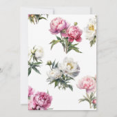 Bloemenpioenen | Bloemen bruidsdouche uitnodiginge Kaart (Achterkant)