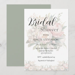 Bloemenpioenen Groene Bruids Douche Uitnodiging