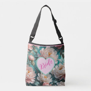 Bloemenpioenen multi Print bruid Canvas tas