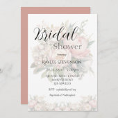 Bloemenpioenen roze bruids douche uitnodiging (Voorkant / Achterkant)