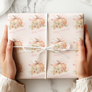 Bloemenpompoen boog Baby shower Cadeaupapier