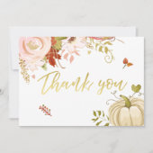 Bloemenpompoen dank u Rustieke Herfst Herfstdouche Bedankkaart (Voorkant)