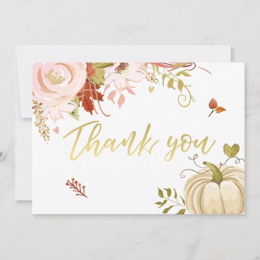 Bloemenpompoen dank u Rustieke Herfst Herfstdouche Bedankkaart (Voorkant)