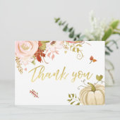 Bloemenpompoen dank u Rustieke Herfst Herfstdouche Bedankkaart (Staand voorkant)