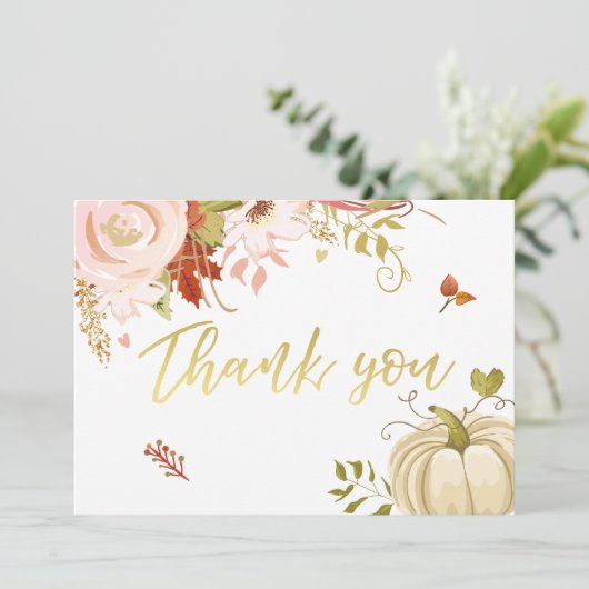 Bloemenpompoen dank u Rustieke Herfst Herfstdouche Bedankkaart (Staand voorkant)