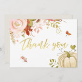 Bloemenpompoen dank u Rustieke Herfst Herfstdouche Bedankkaart (Voorkant / Achterkant)