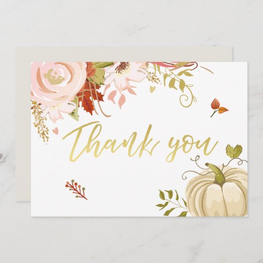 Bloemenpompoen dank u Rustieke Herfst Herfstdouche Bedankkaart (Voorkant / Achterkant)