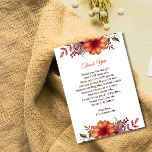 Bloemenpompoen Herfst Baby shower Dank u kaart