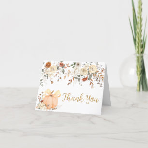 Bloemenpompoen Herfst in Liefde Baby shower Bedankkaart