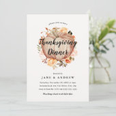 Bloemenpompoen Thanksgiving Diner Kaart (Staand voorkant)