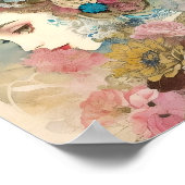 Bloemenportret Mixed Media Collage Ephemera Poster (Hoek)