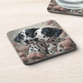 Bloemenportretten 4 Hondenrassen Bier Onderzetter (Linkerzijde)