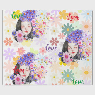 Bloemenpower-meisjespower Cadeaupapier