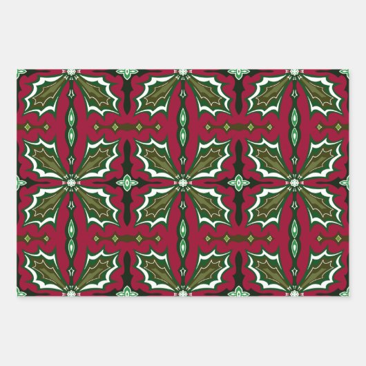 bloemenpracht Spaans Kerstblad ornamenten Inpakpapier Vel (Voorkant)