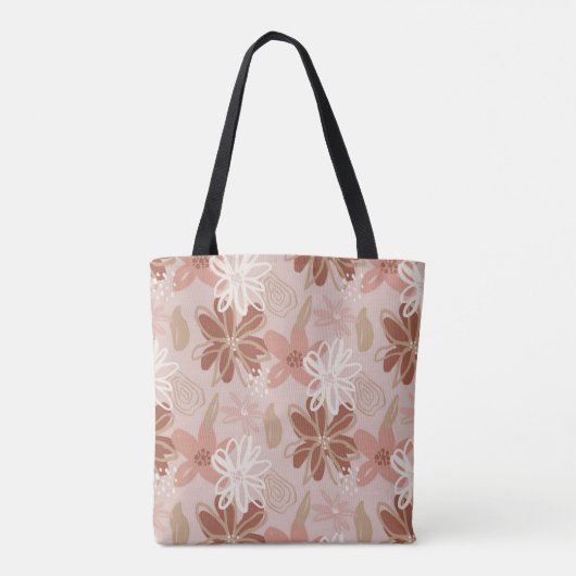 Bloemenprint Canvas tas, stijlvol bloemontwerp Draagtas (Achterkant)