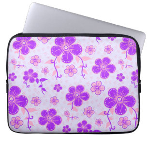  bloemenprint Paarse en roze op lavendel Laptop Sleeve