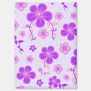 bloemenprint Paarse en roze op lavendel Magneet