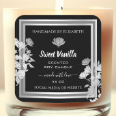 Bloemenproduct Verpakkingsetiketten Zwart-wit Vierkante Sticker