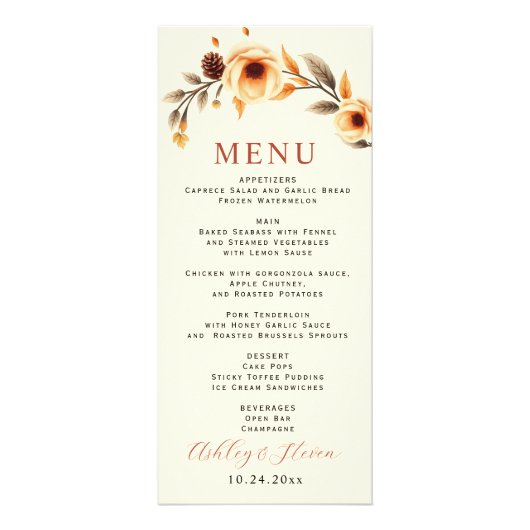 Bloemenrand met perzik bloemen bruiloft kaart (Voorkant)