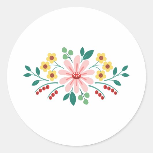 Bloemenrand Ronde Sticker (Voorkant)