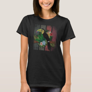 Bloemenregenwoud Dierlijke Vogel Retro Tropische T T-shirt