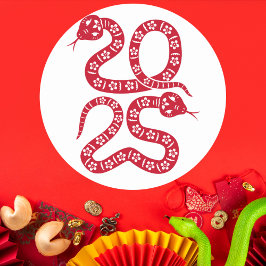 Bloemenrode slang 2025 ronde sticker