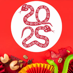 Bloemenrode slang 2025 ronde sticker