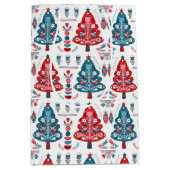 Bloemenrood en blauw Scandinavische kerstboom Medium Cadeauzakje (Voorkant)
