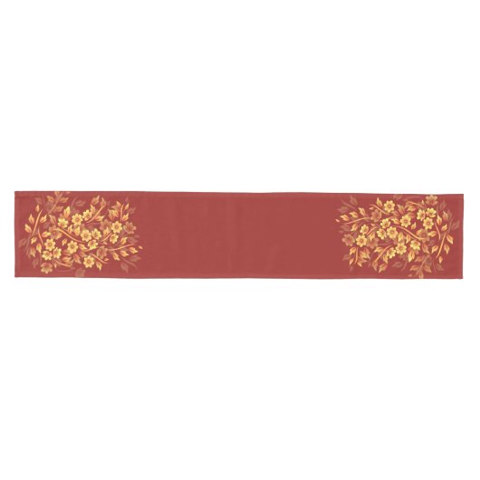 Bloemenrood en goud medium tafelloper (Horizontaal)