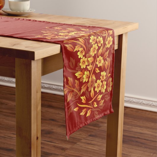 Bloemenrood en goud medium tafelloper (Voorbeeld)