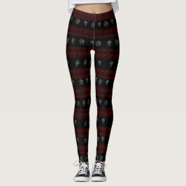 Bloemenrood en zwart gestreept leggings
