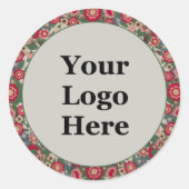 Bloemenrood geel groen bedrijf uw Logo hier Ronde Sticker (Voorkant)