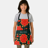  bloemenrood retro bloemmotief schort (Insitu)