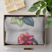 Bloemenrood wit botanische illustratie klein tissuepapier (Geschenk)