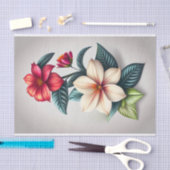 Bloemenrood wit botanische illustratie klein tissuepapier (Craft)