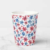 Bloemenrood wit en blauw papier Cup 4 juli Papieren Bekers (Links)
