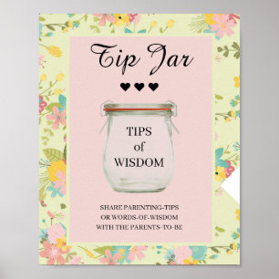 Bloemenroze gele groene tip pot poster