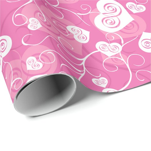 Bloemenroze hart cadeaupapier (Rol Hoek)