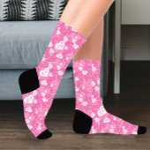 Bloemenroze hart sokken