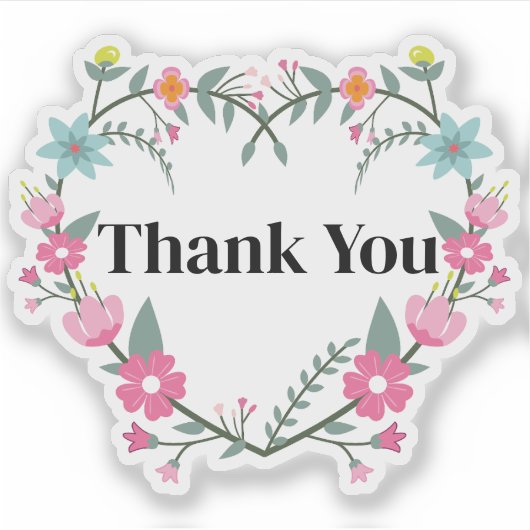 Bloemenroze hart sticker (Voorkant)