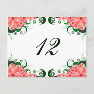 Bloemenroze Hibiscus Receptie Tafelnummer Kaart