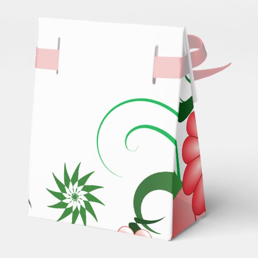 Bloemenroze Hibiscus Tent met Lint Favor Box Bedankdoosjes (Achterkant)